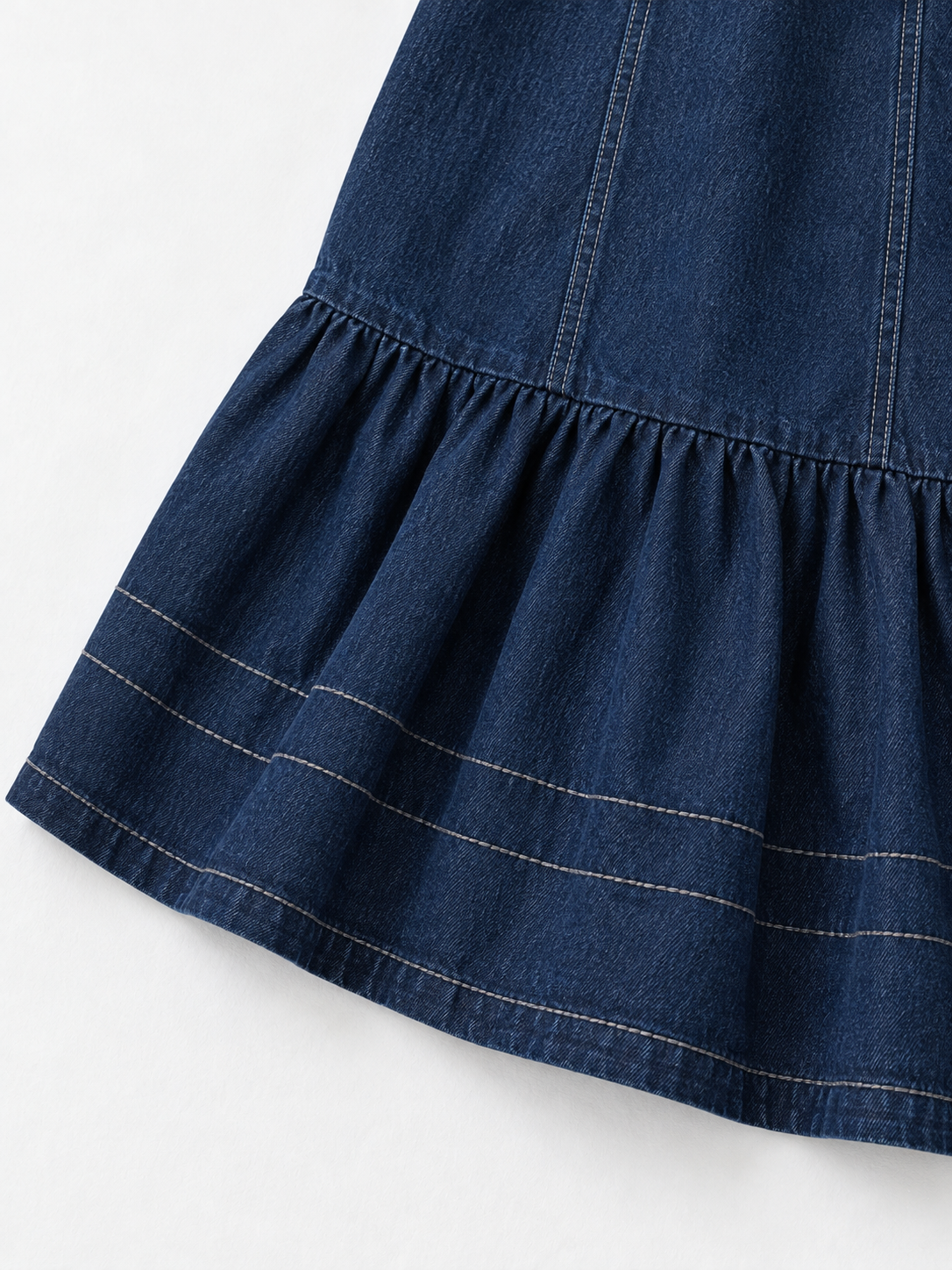 Ruffle-Hem Denim Long Coat · detail-2