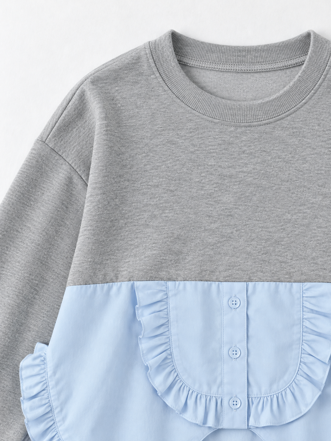 Ruffled Panel-Hem Sweatshirt · detail-1