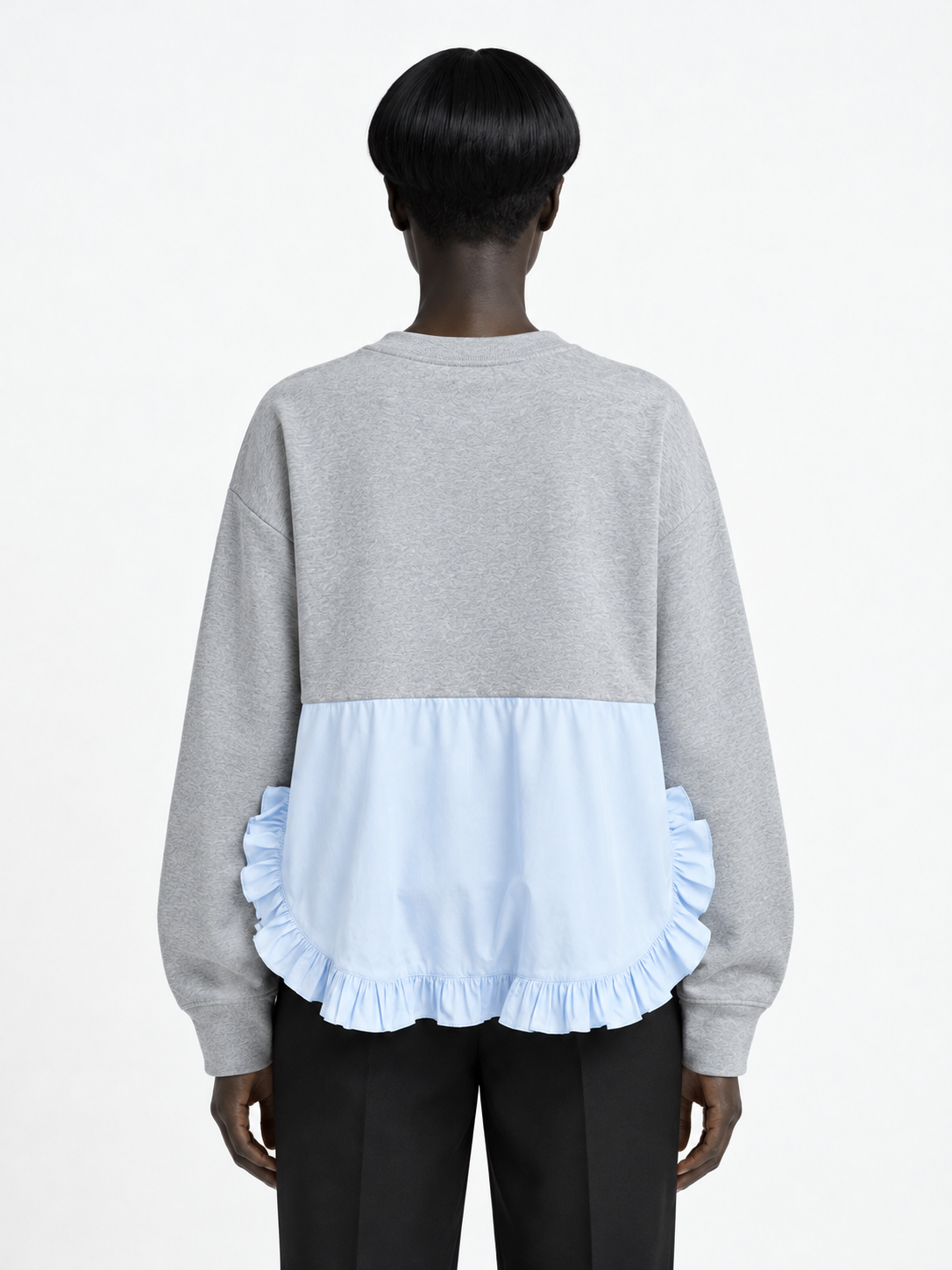 Ruffled Panel-Hem Sweatshirt · model-back