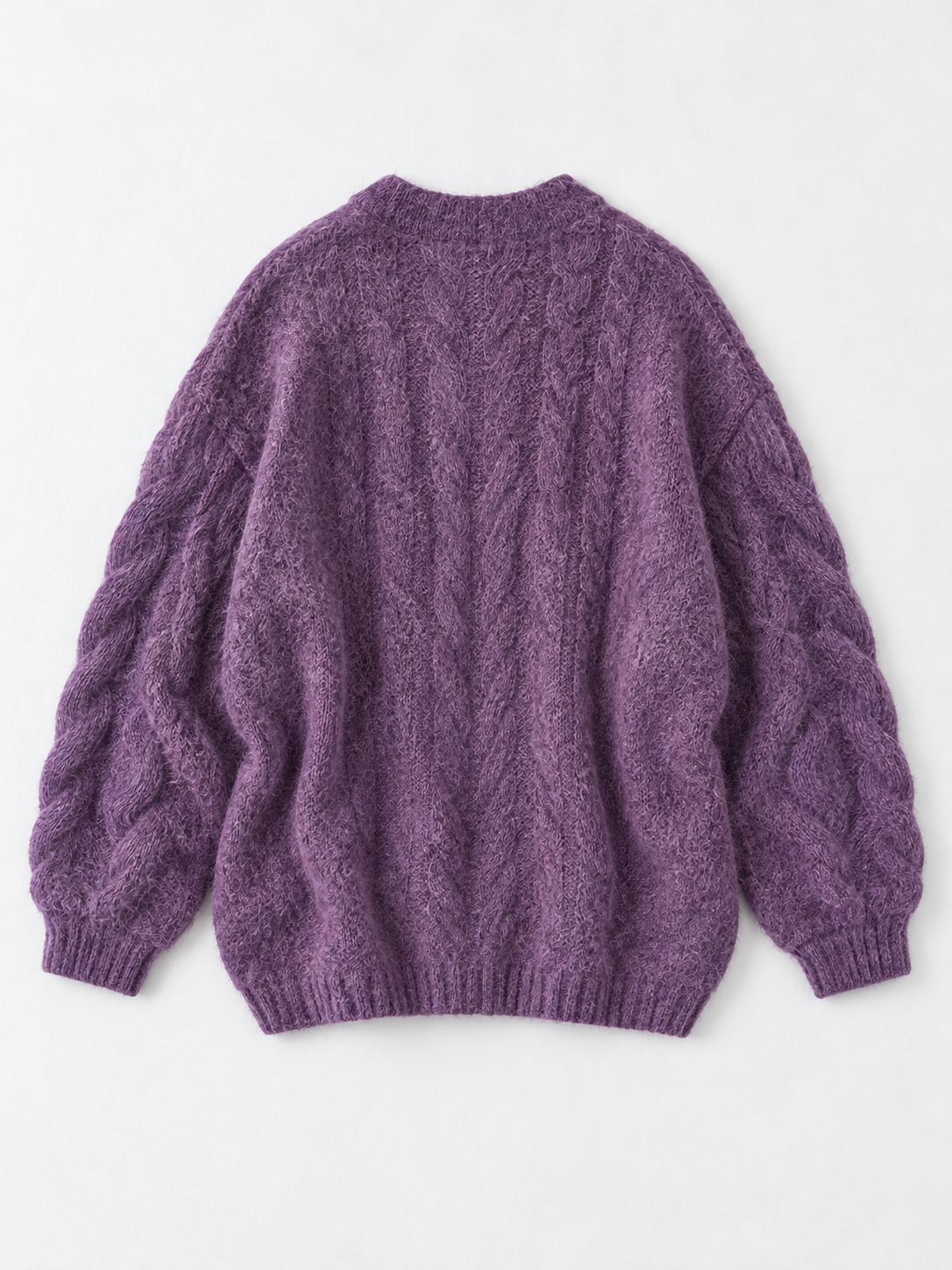 Cable-Sleeve V-Neck Cardigan · flat-back
