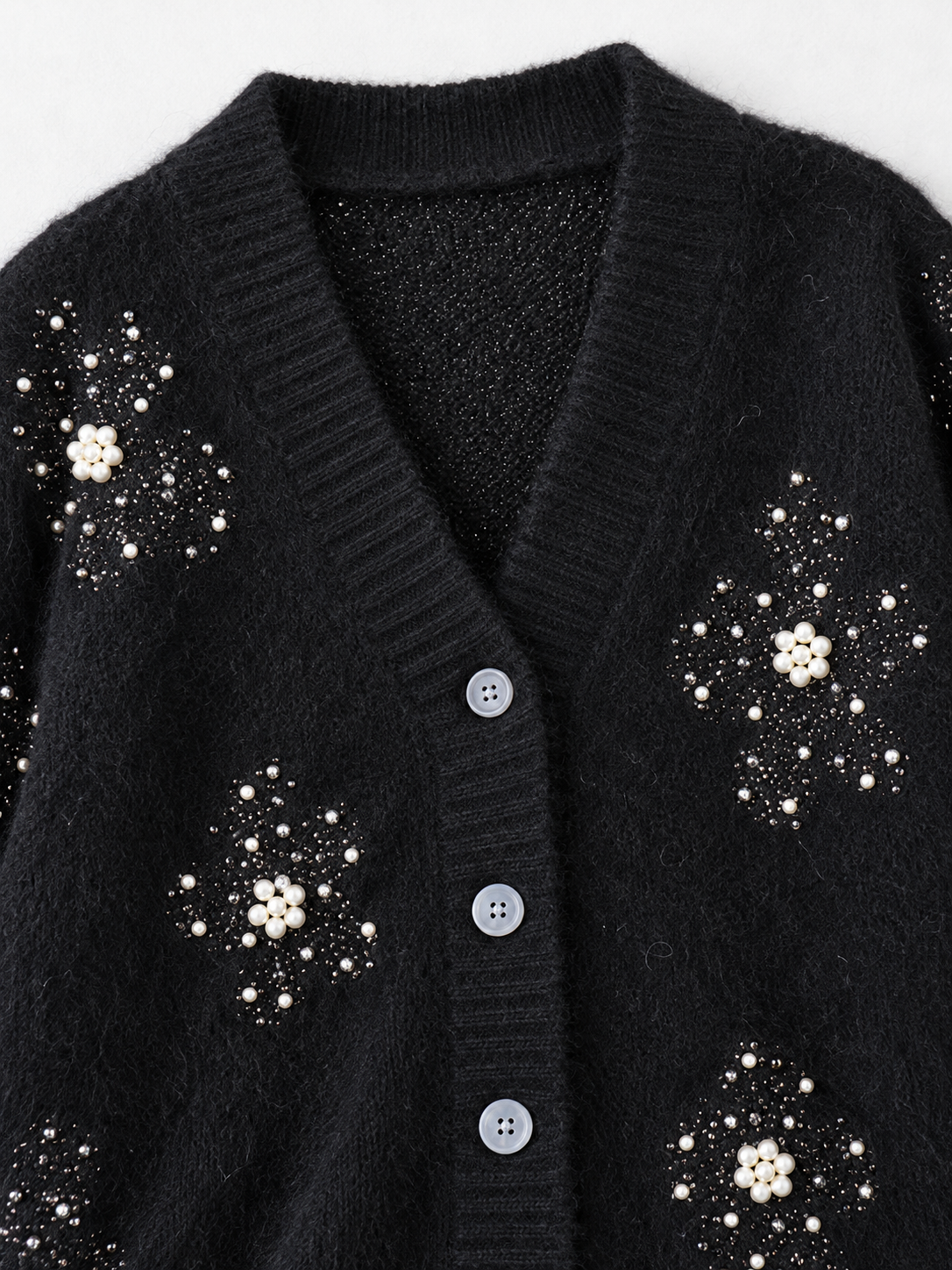 Crystal Flower Knit Cardigan · detail-1