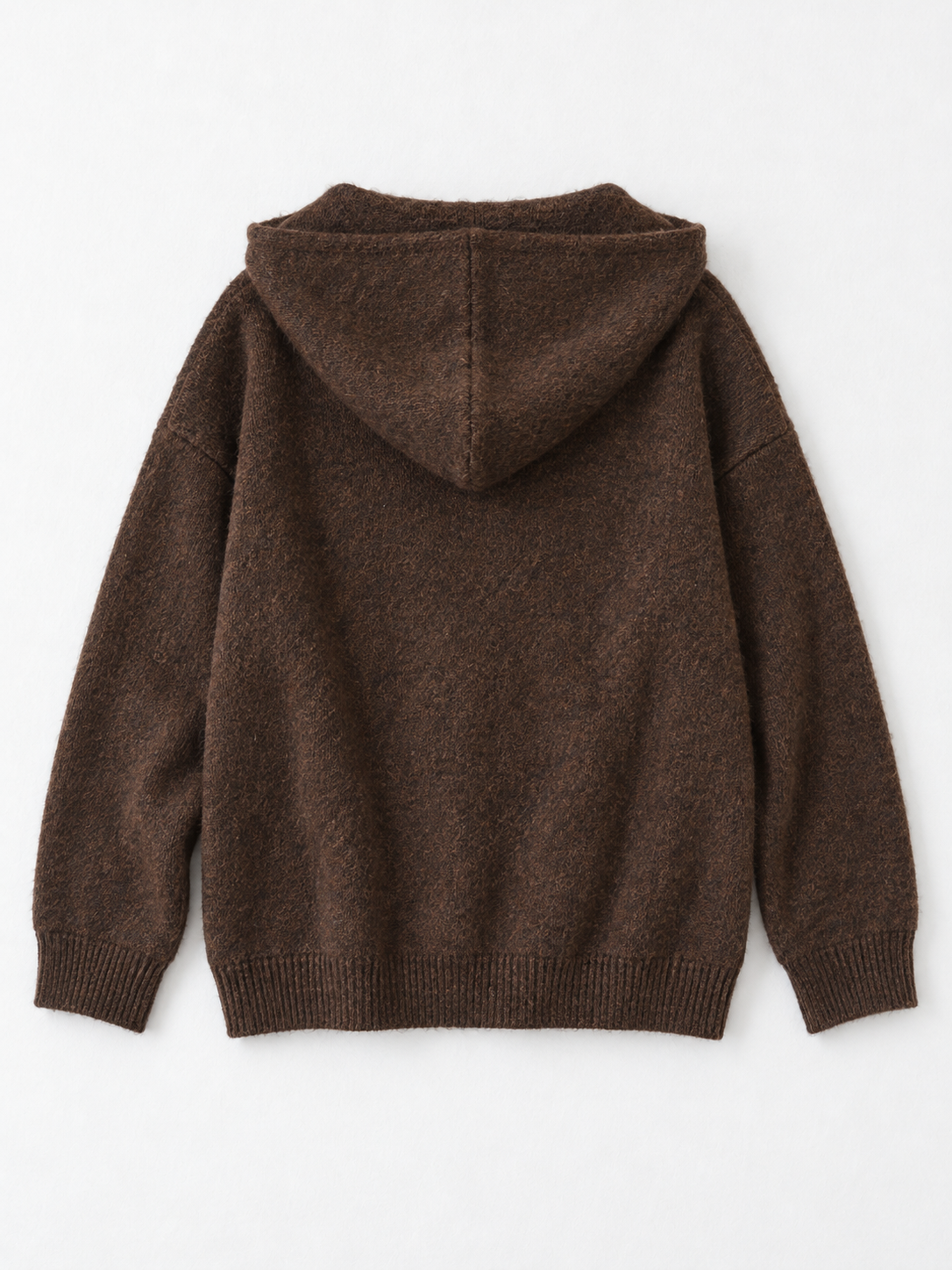 Hooded Denim-Pocket Knit Jacket · flat-back