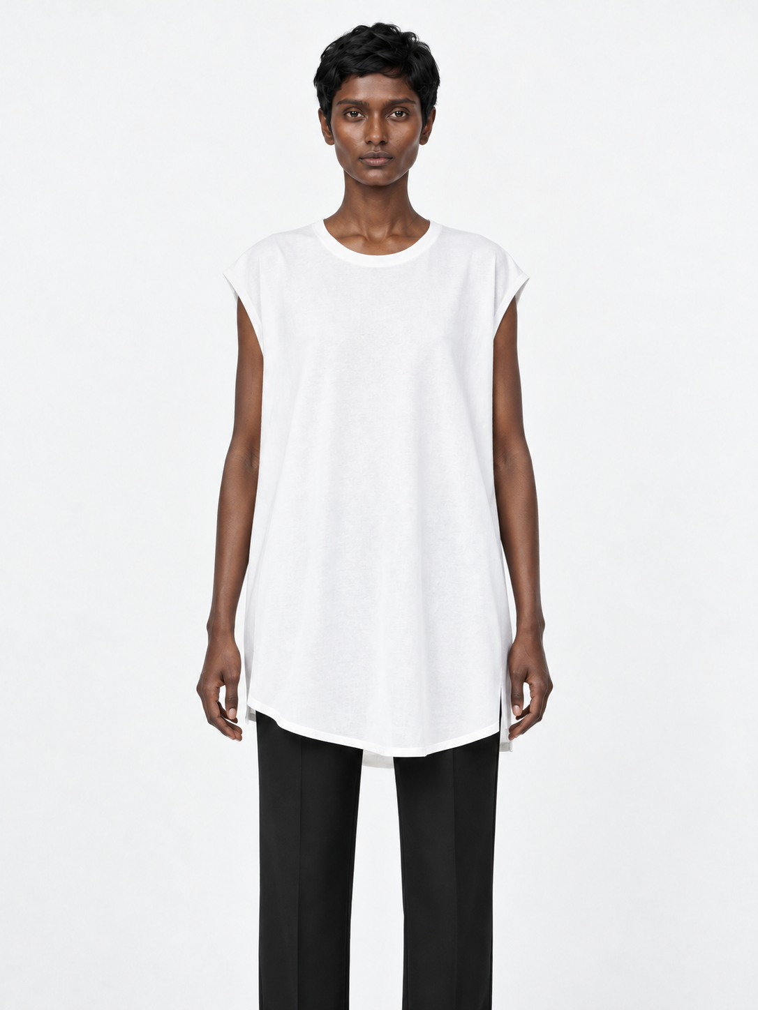 white tee · model-front