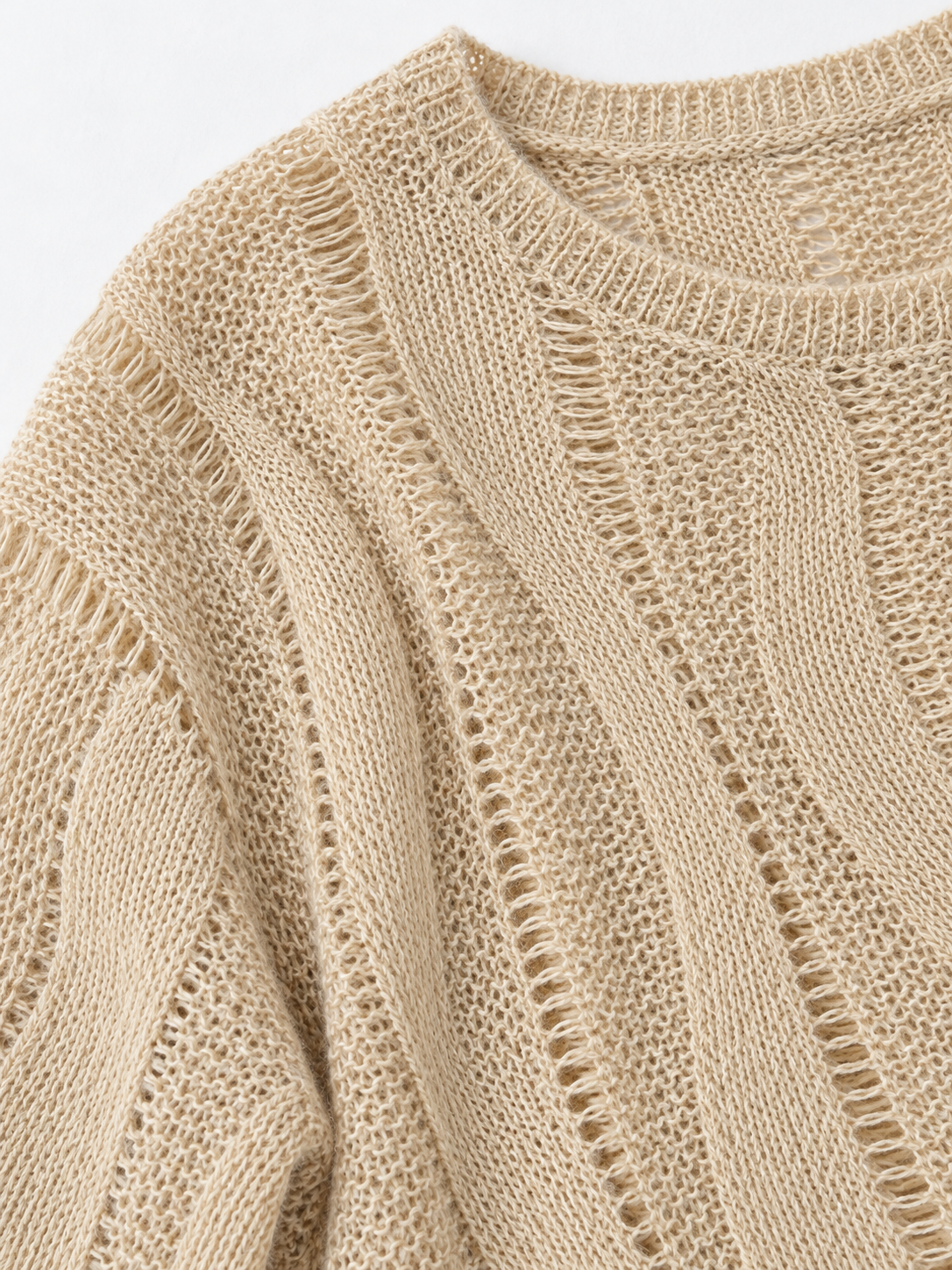 Openwork Wave-Knit Sweater · detail-2