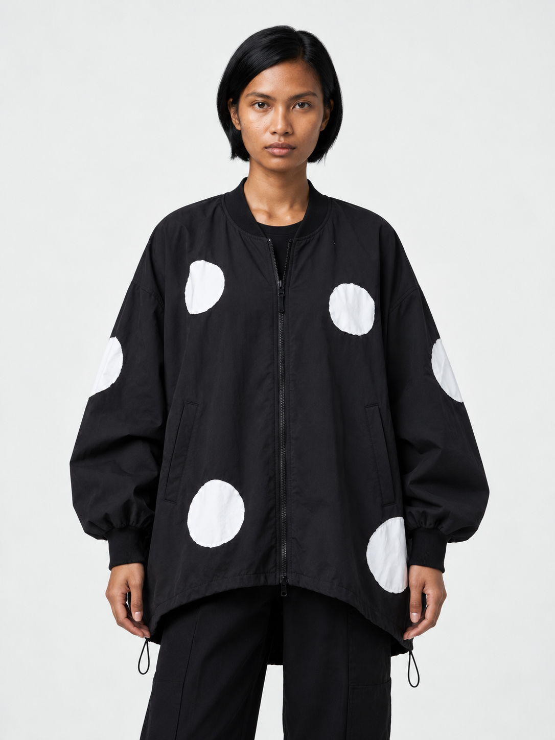 Oversized Dot Zip Jacket · model-front