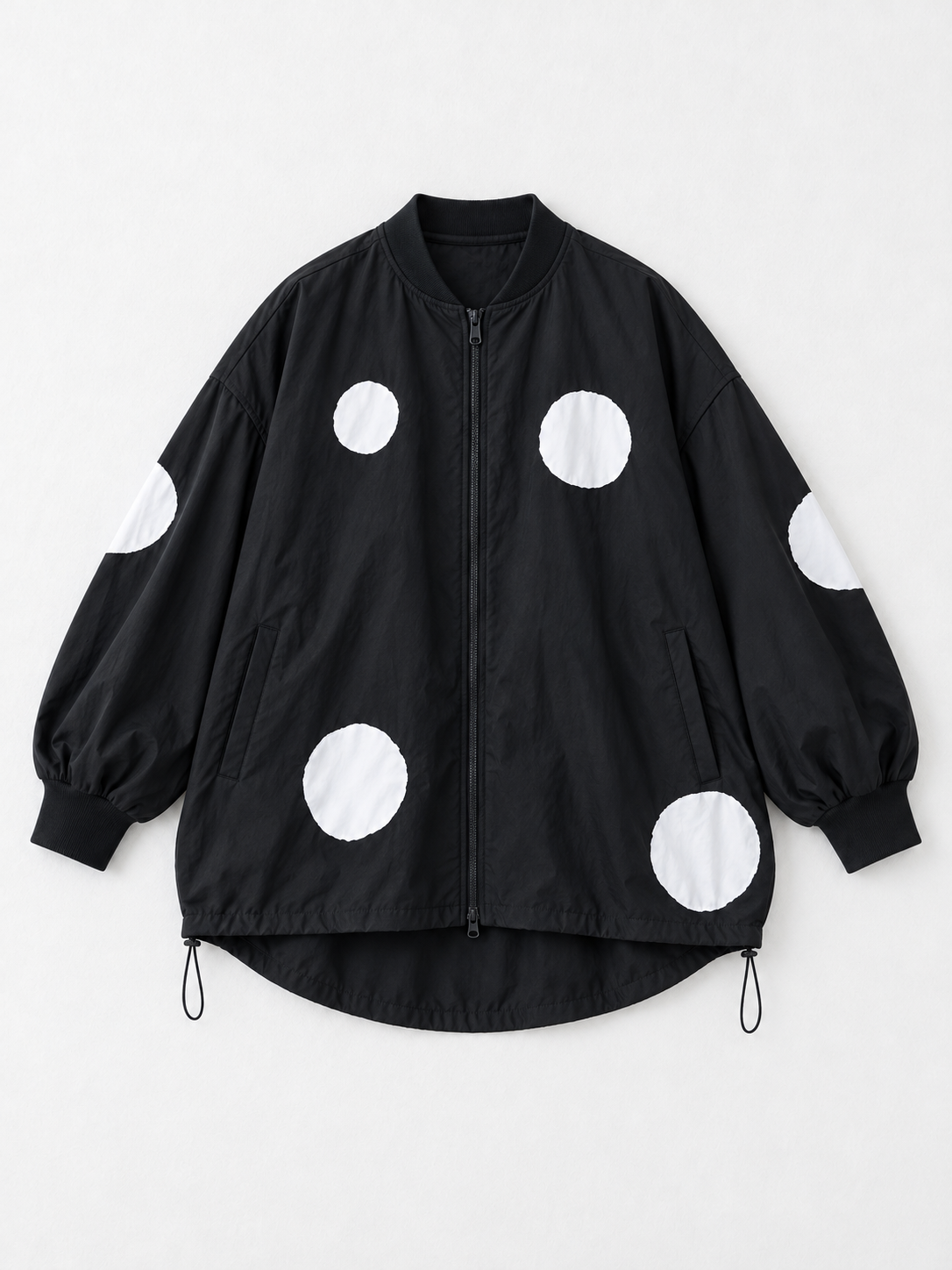 Oversized Dot Zip Jacket · flat-front