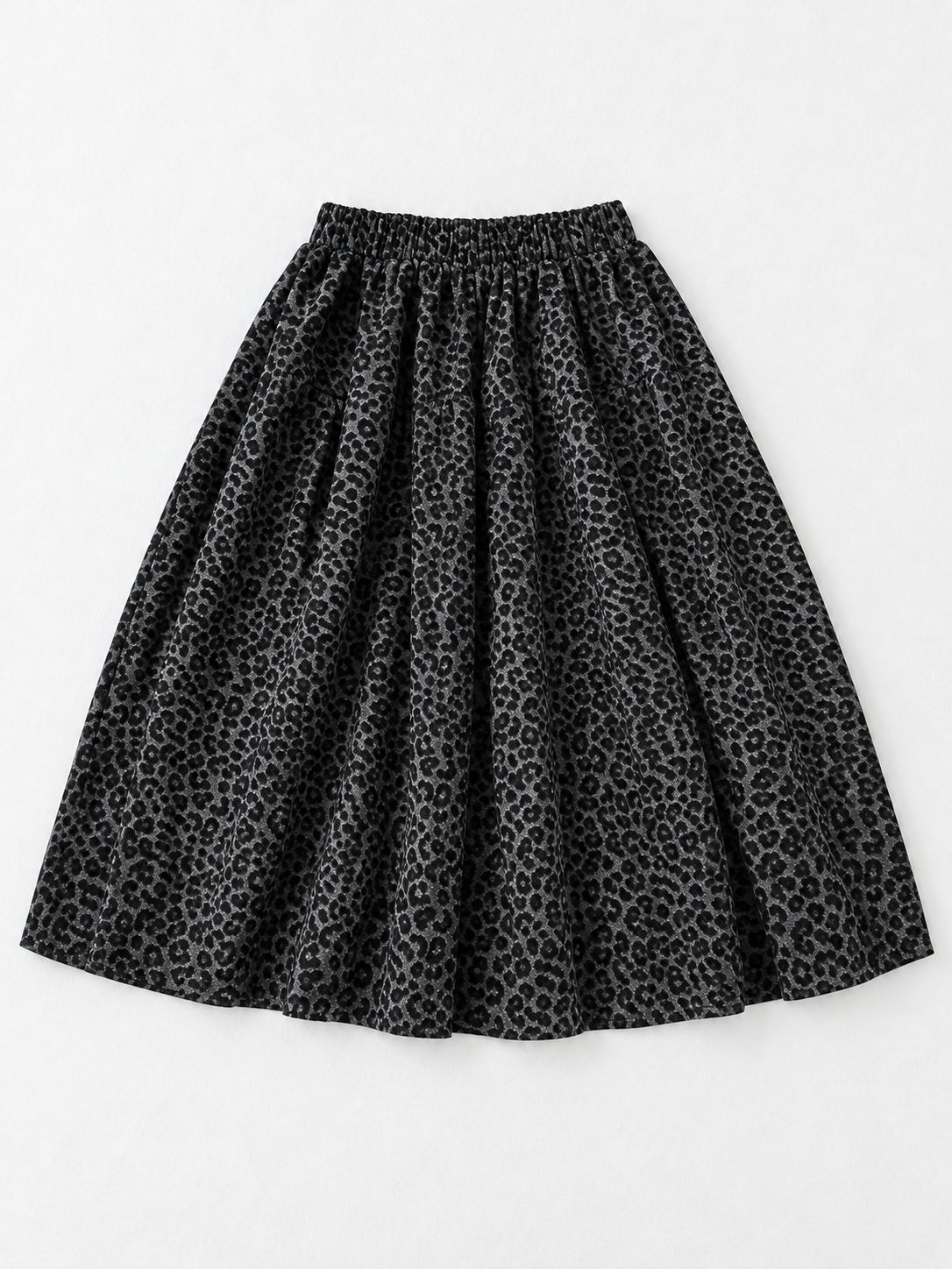 Leopard A-Line Midi Skirt · flat-front