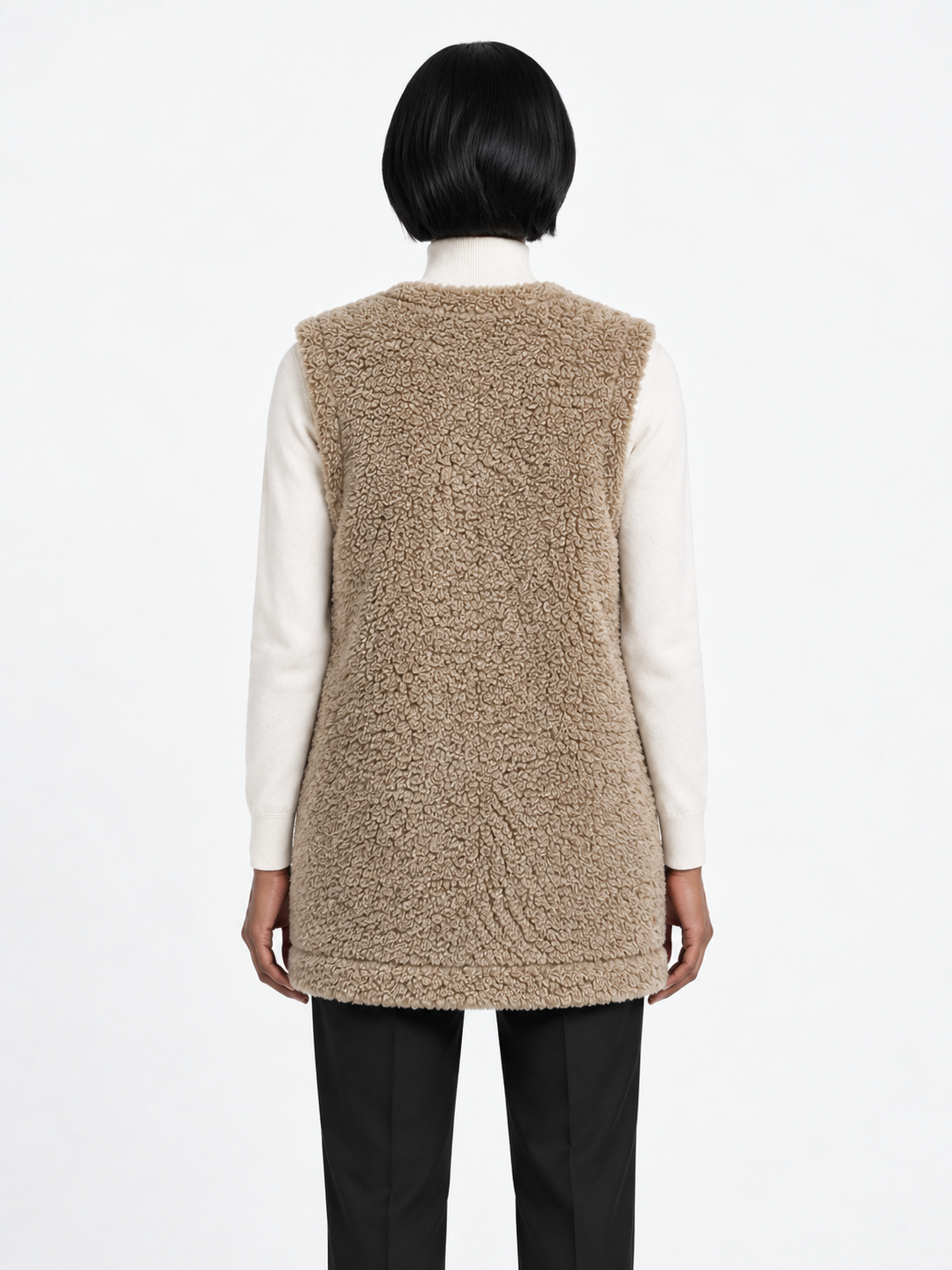 Double-Breasted Textured Vest · model-back
