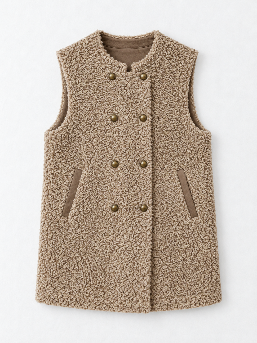 Double-Breasted Textured Vest · flat-front