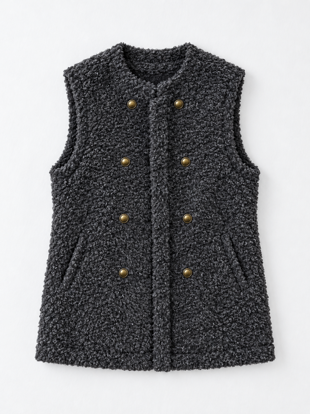 gray vest · flat-front