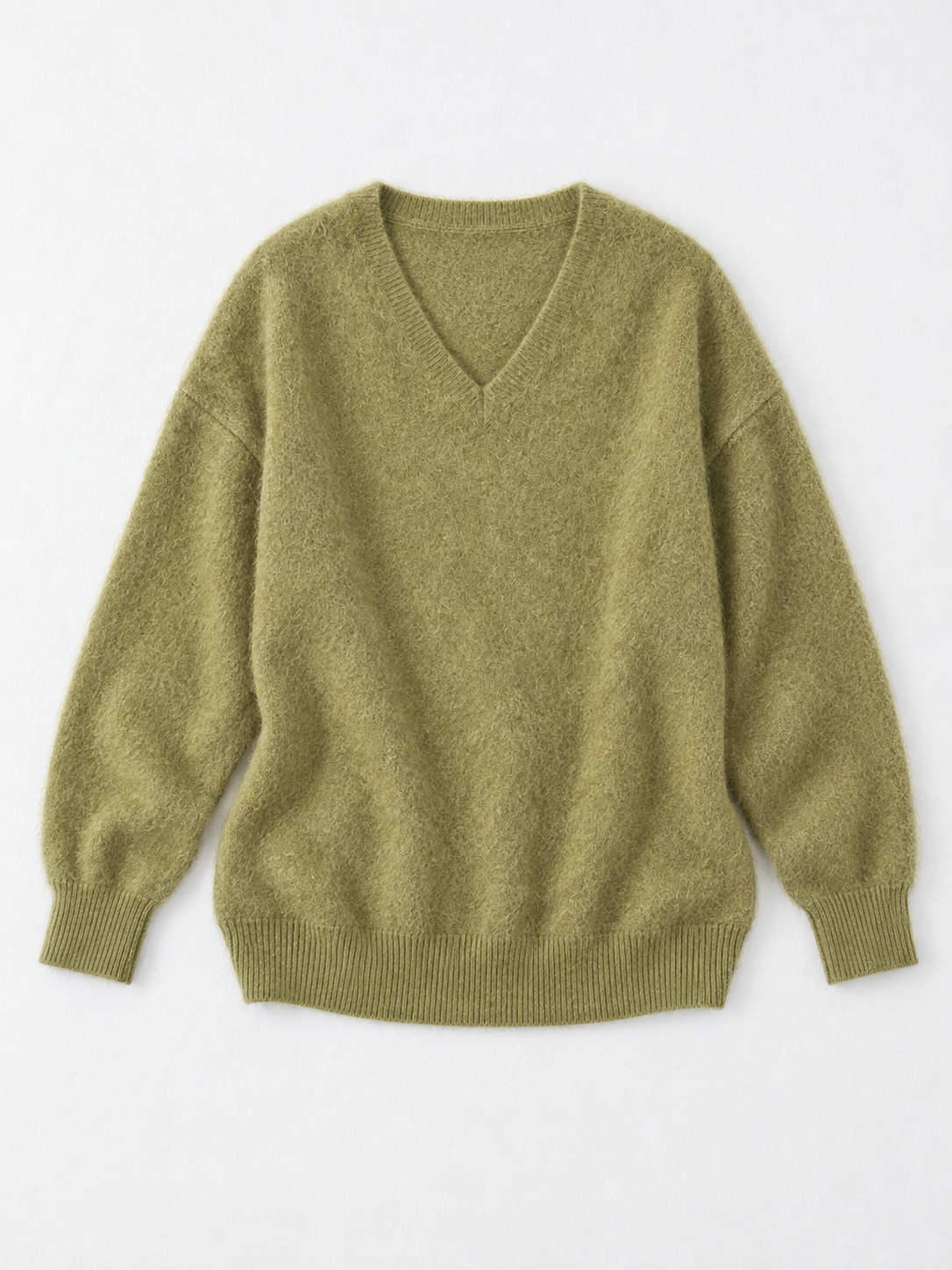 Soft V-Neck Knit Sweater · flat-front