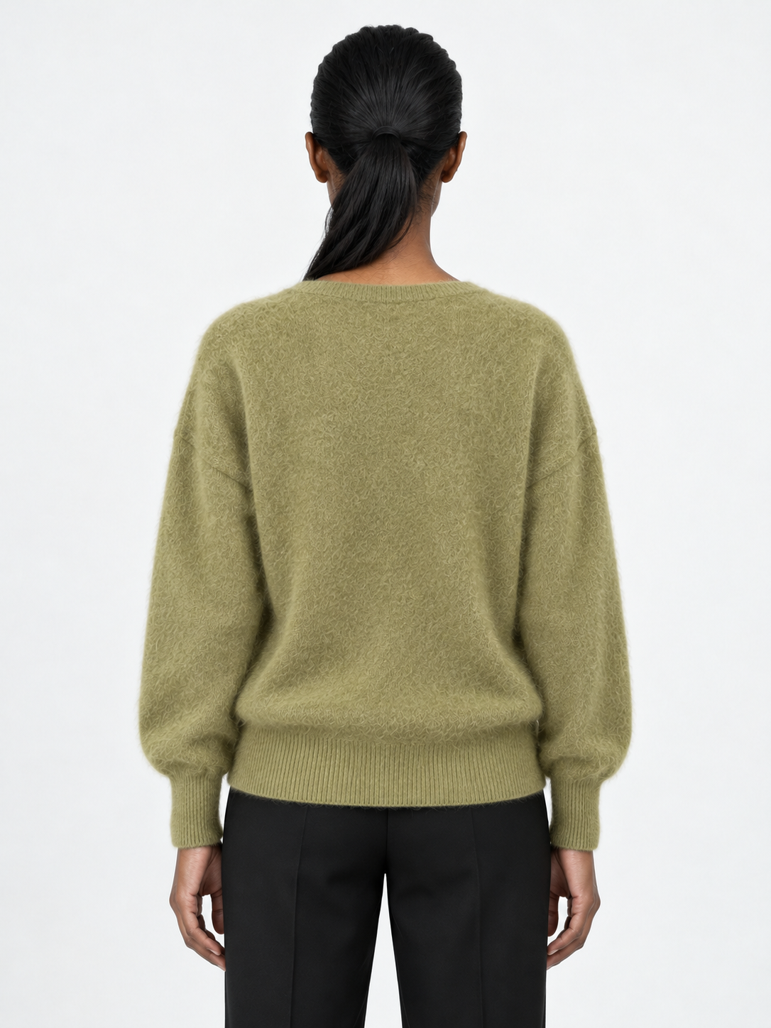 Soft V-Neck Knit Sweater · model-back