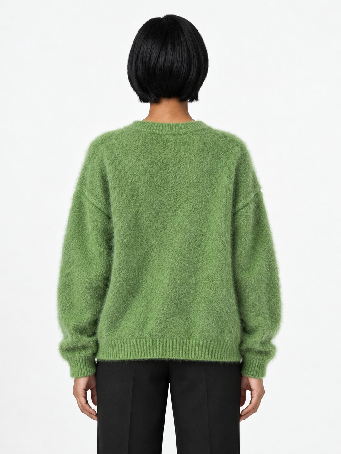 Textured V-Neck Sweater · model-back