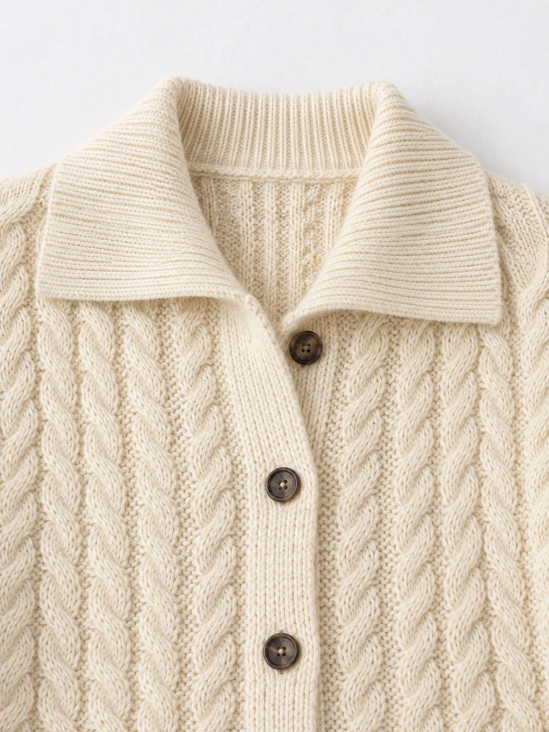 Collared Cable-Knit Cardigan · detail-1