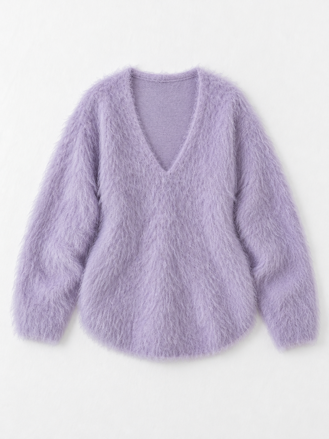 Deep V-Neck Textured Sweater · flat-front