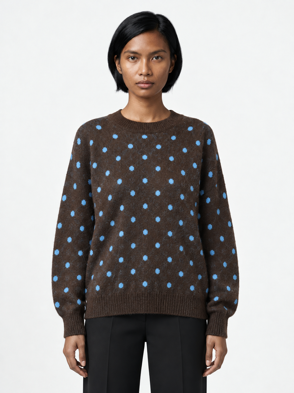 Contrast Dot Knit Sweater
