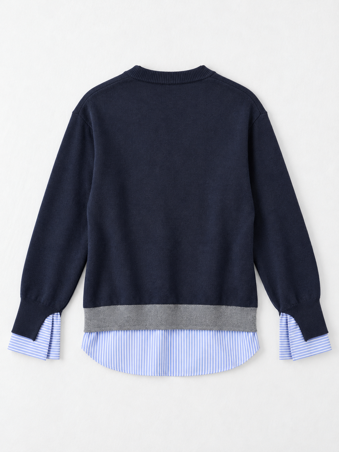 Stripe-Trim Crewneck Cardigan · flat-back