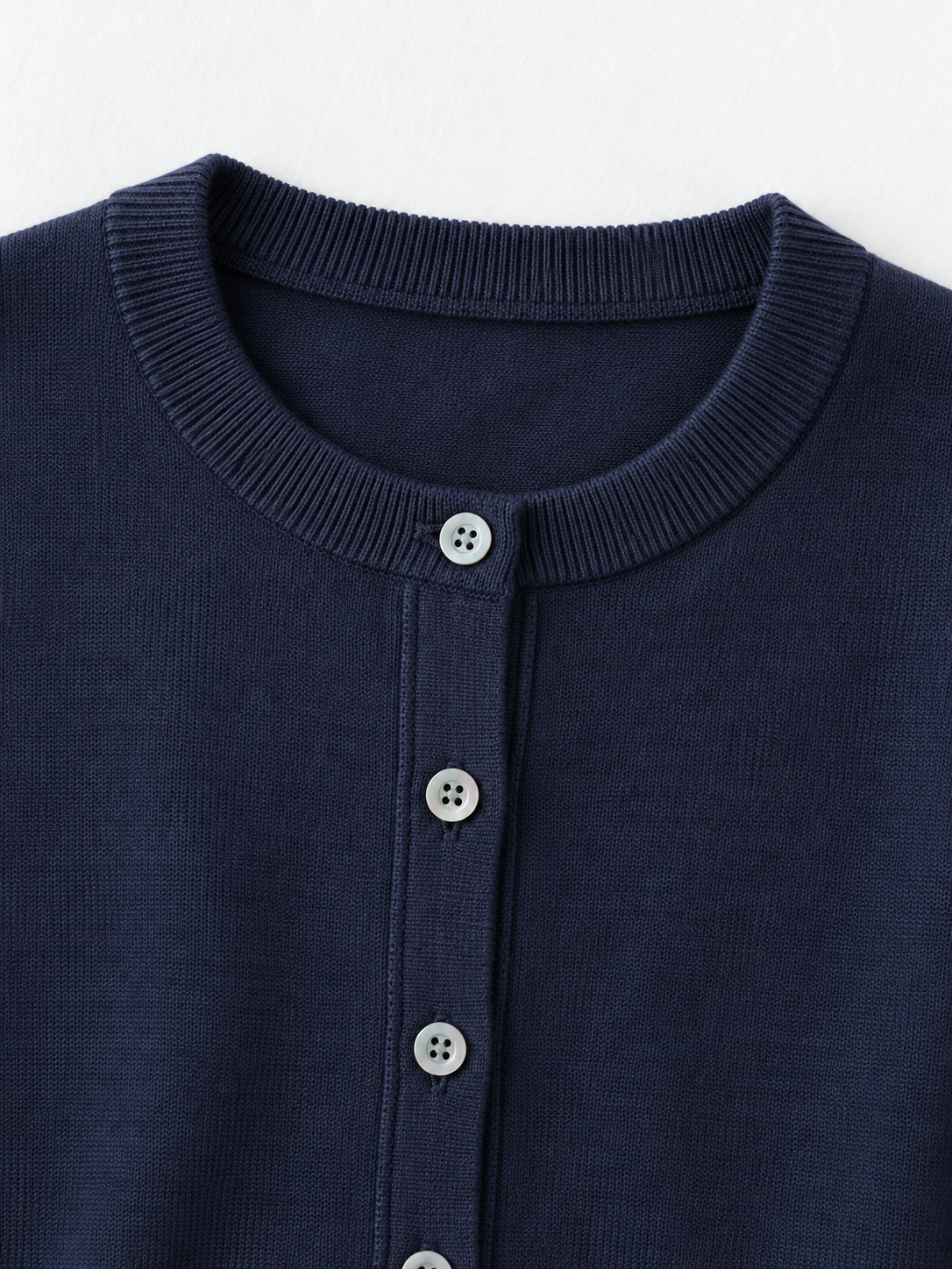 Stripe-Trim Crewneck Cardigan · detail-1