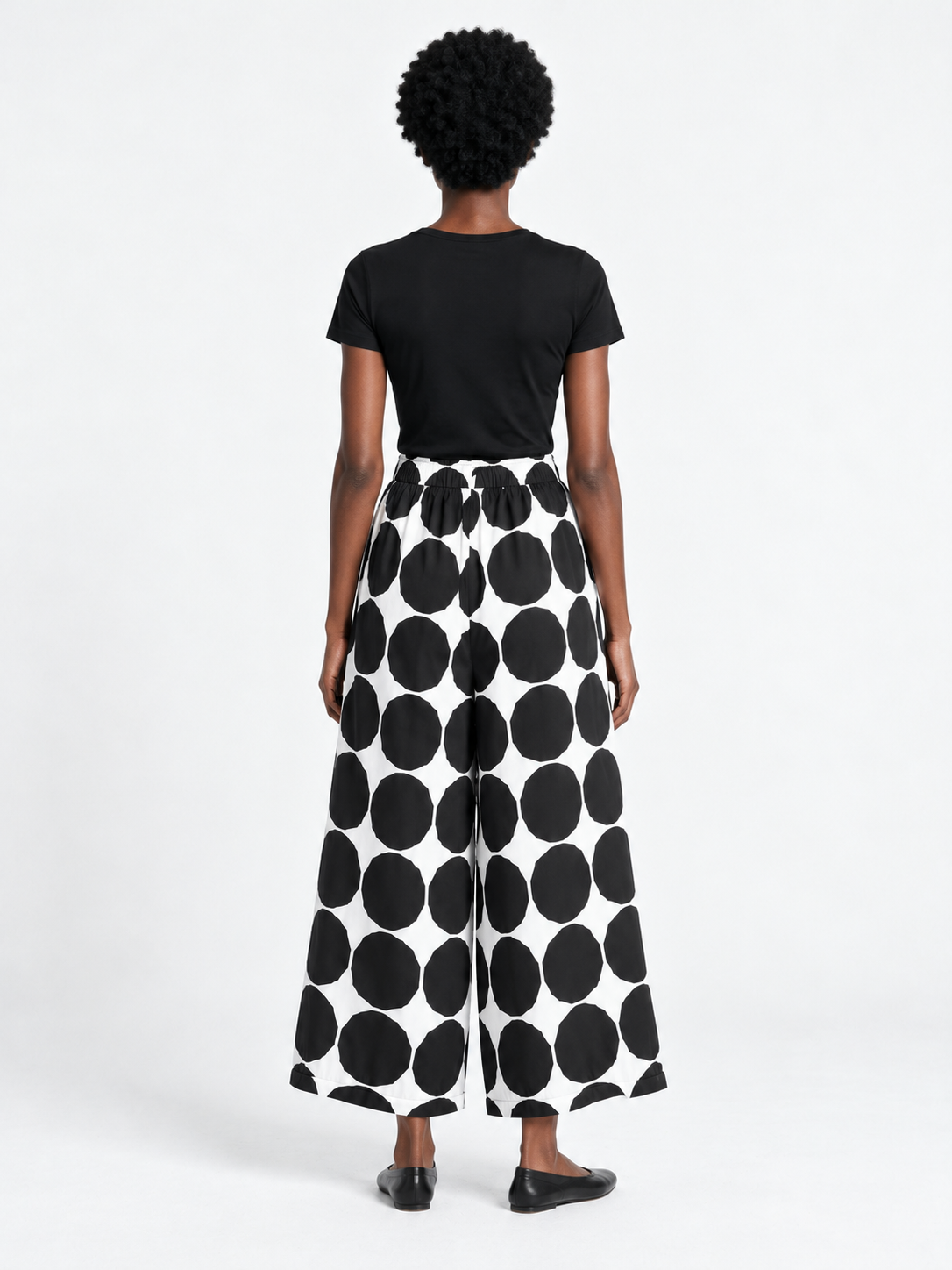 Graphic Dot Wide-Leg Trousers · model-back