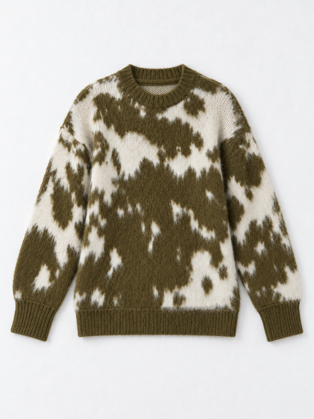 Abstract Intarsia Knit Sweater · flat-front