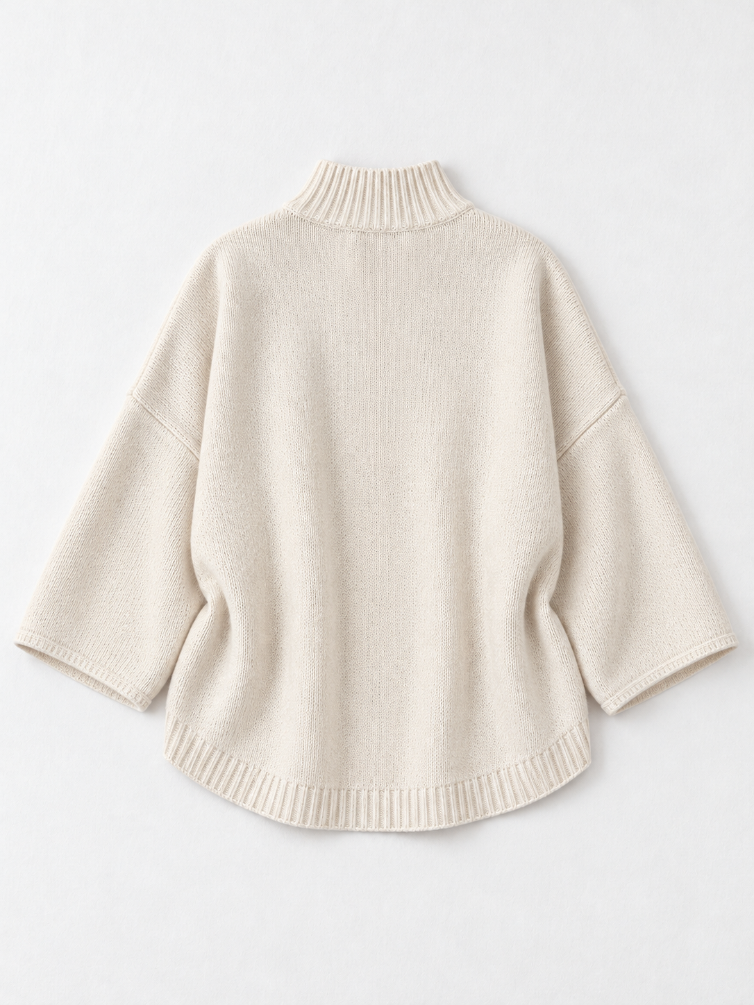 Wide-Sleeve Mock-Neck Sweater · flat-back