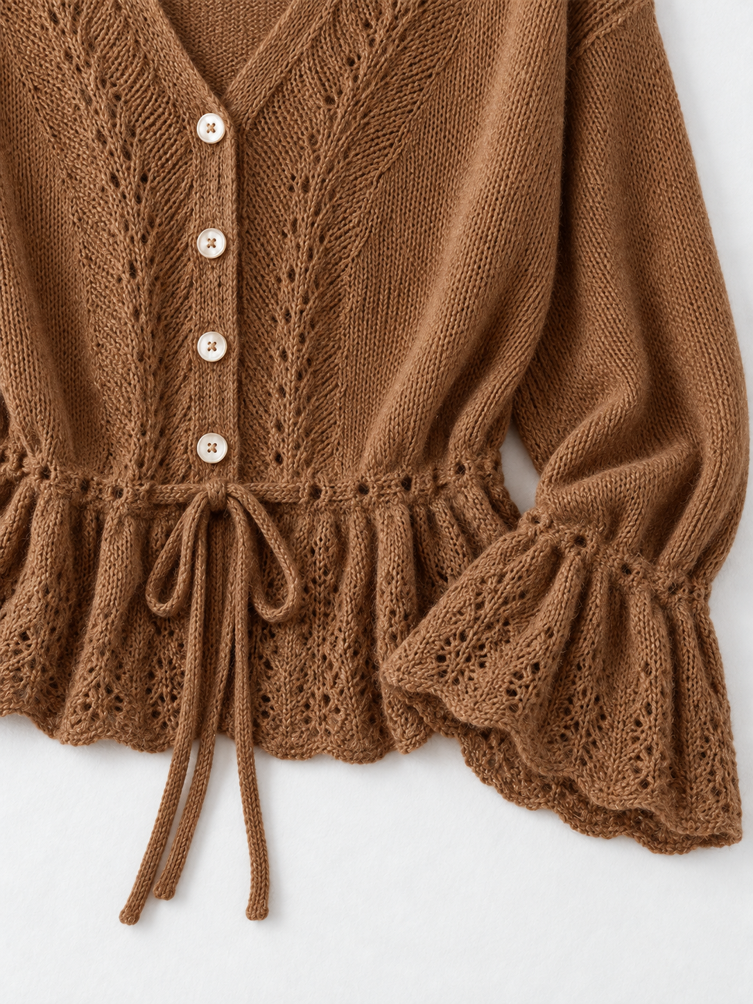 Drawstring Peplum Knit Cardigan · detail-2