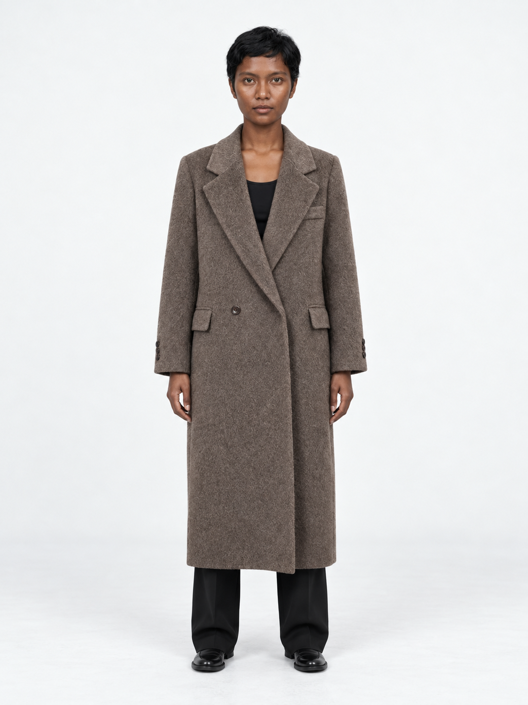 Long Notch-Lapel Coat · model-front