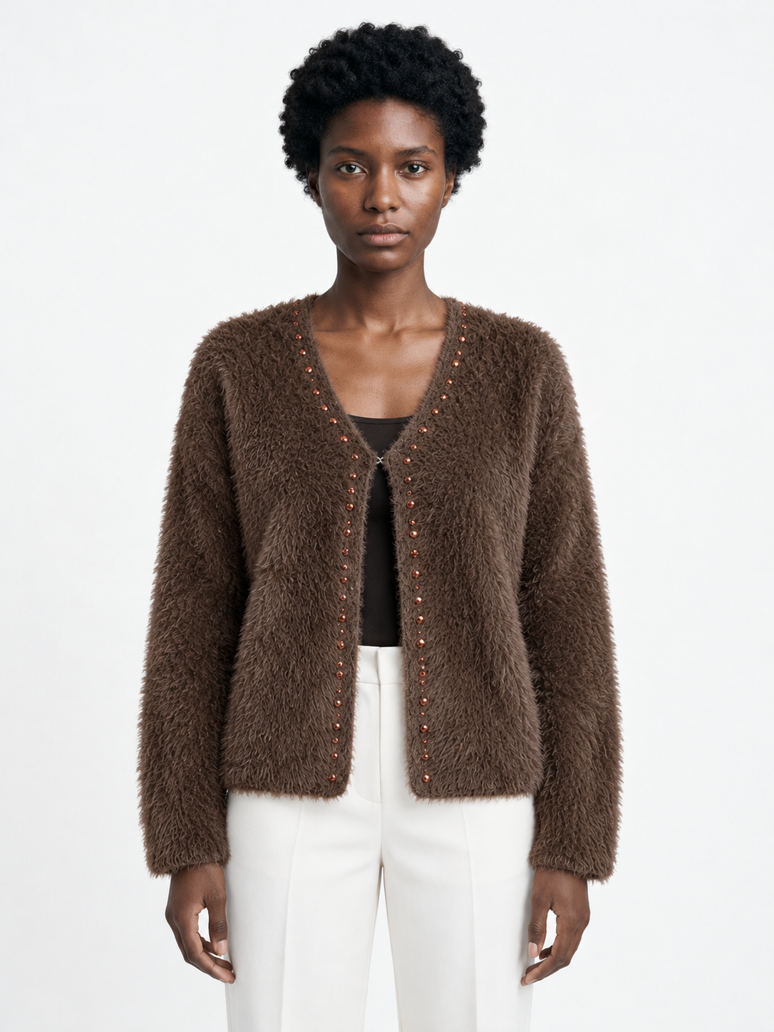 Embellished Textured Cardigan · model-front
