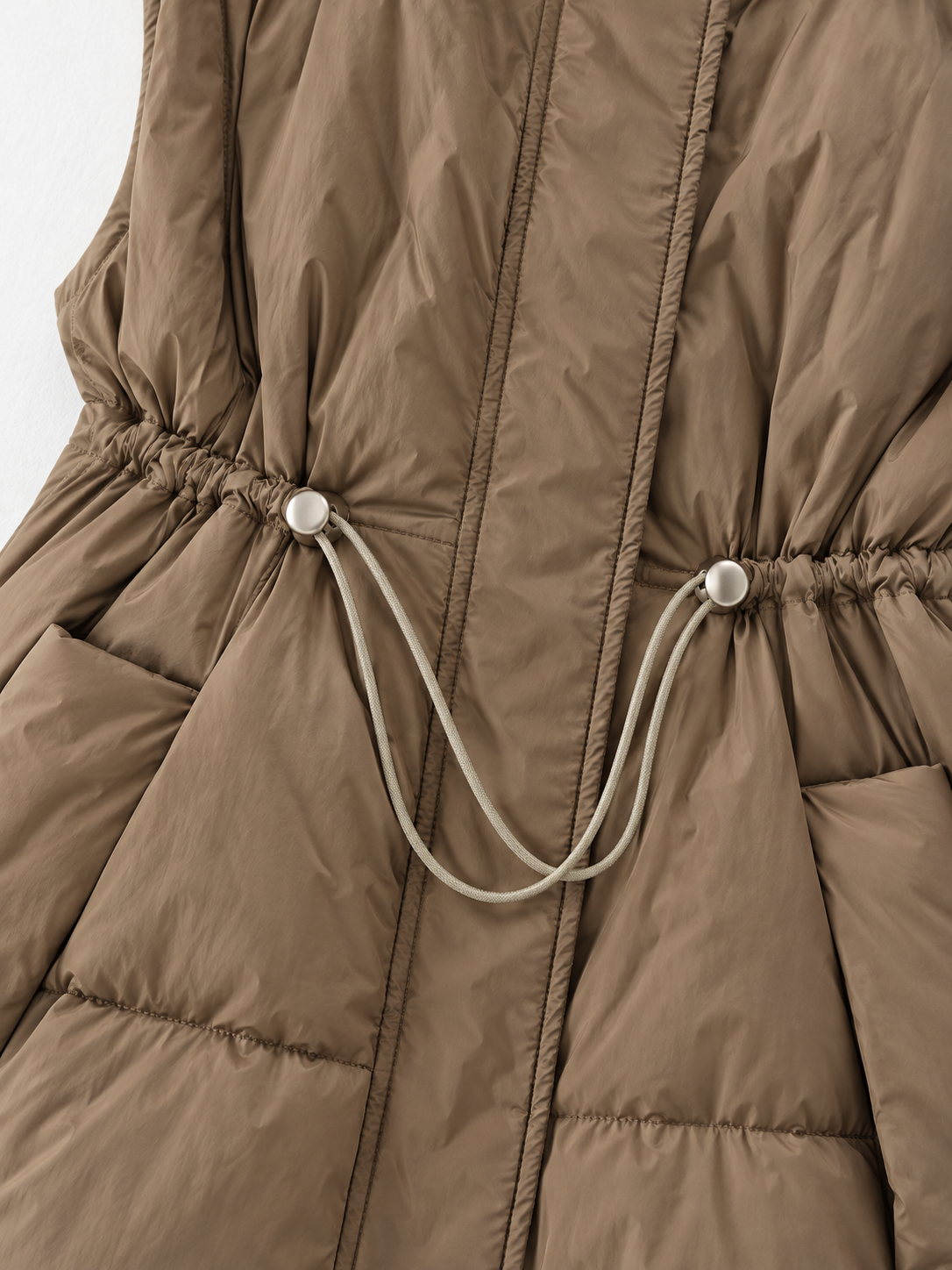 Drawstring Stand-Collar Padded Vest · detail-1