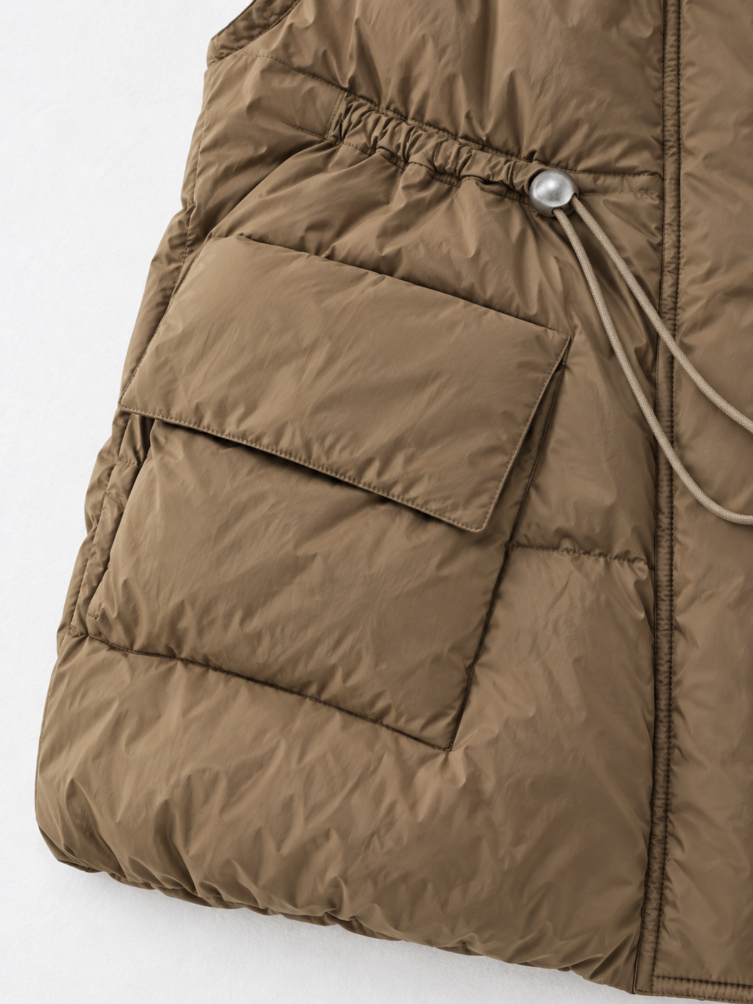 Drawstring Stand-Collar Padded Vest · detail-2