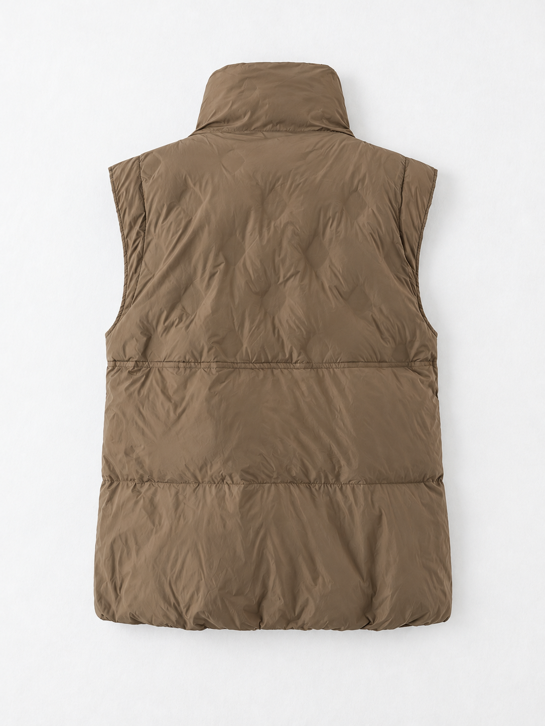Drawstring Stand-Collar Padded Vest · flat-back