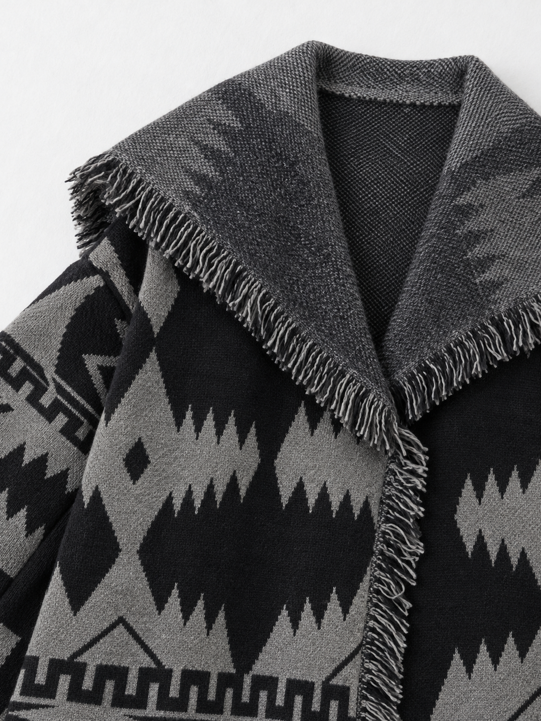 Geometric Fringed Long Cardigan · detail-1