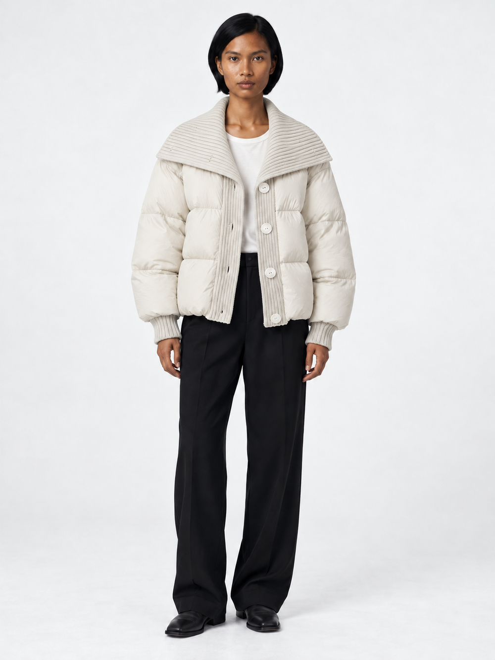 Rib-Collar Padded Jacket