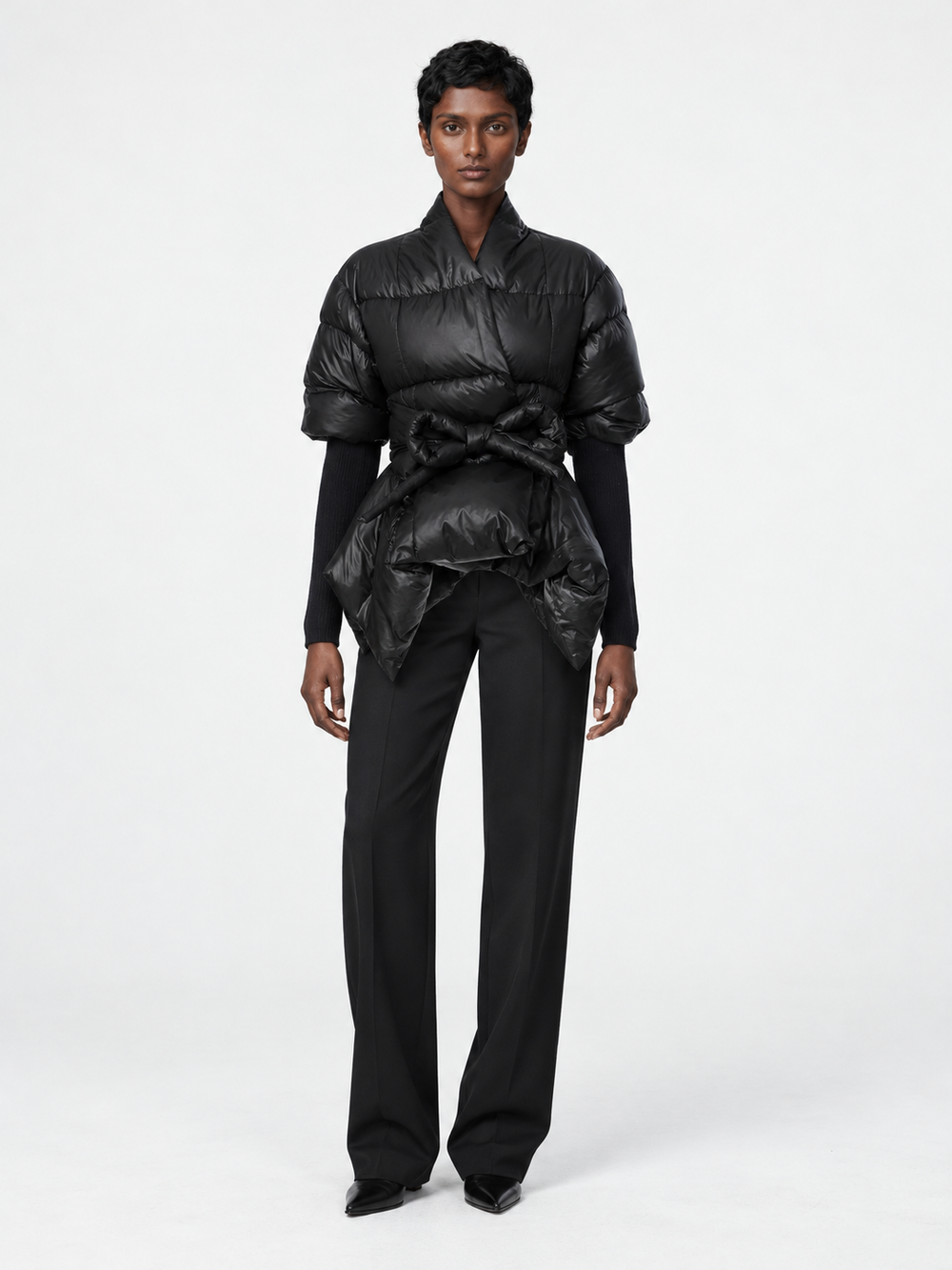 Tie-Waist Hybrid Padded Jacket
