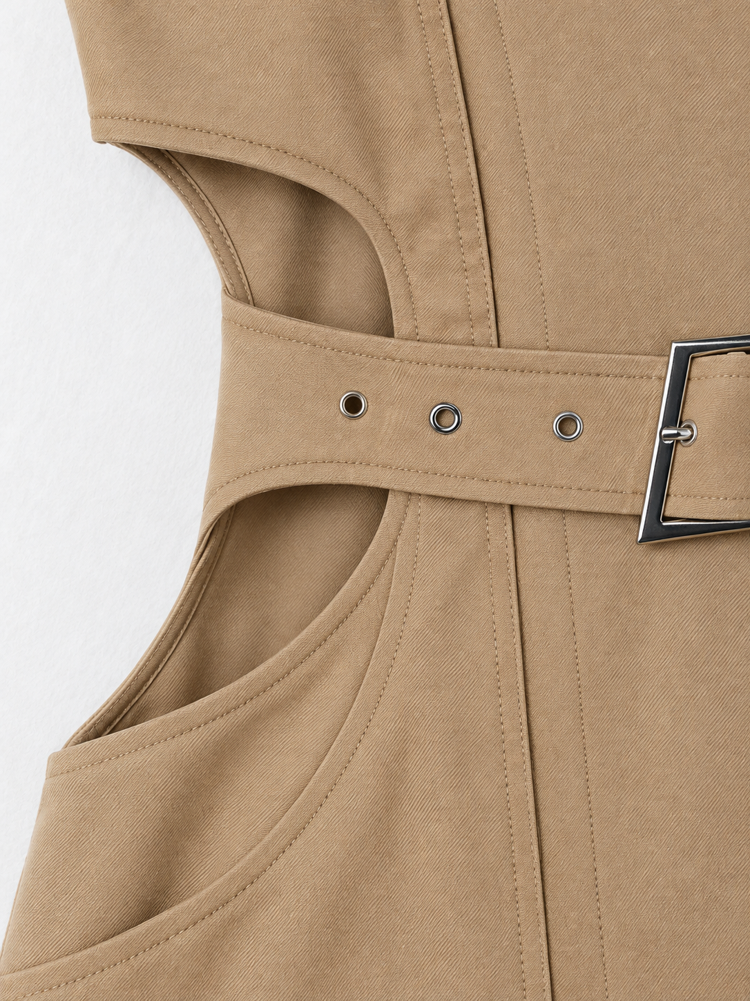 Cutout-Waist Belted Trench · detail-2