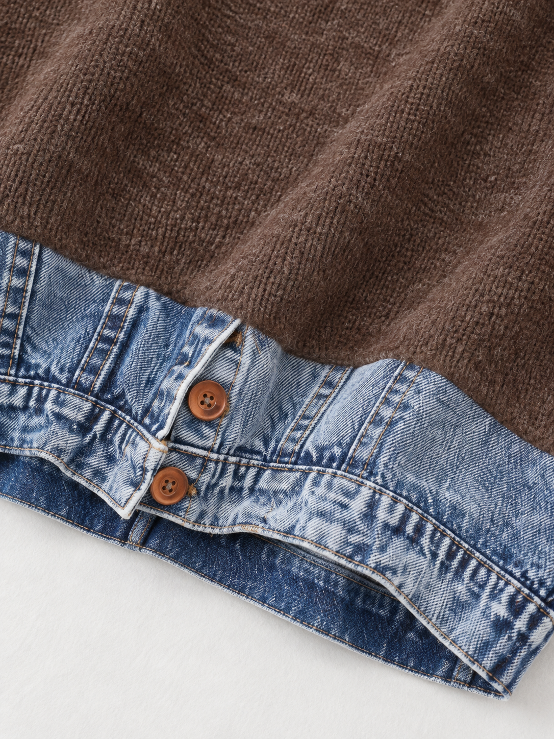 Denim-Hem Knit Sweater · detail-2