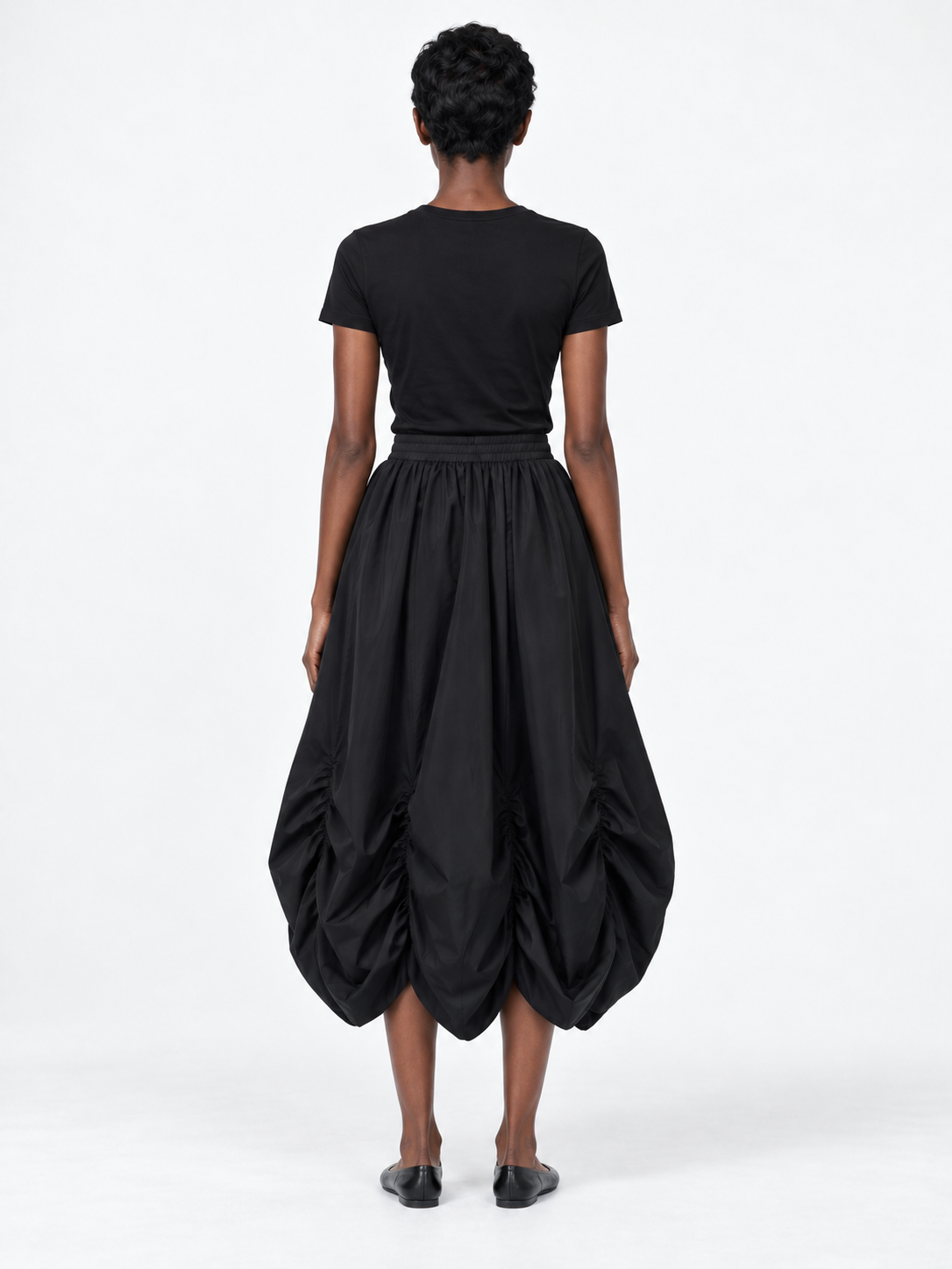 Ruched Balloon Midi Skirt · model-back