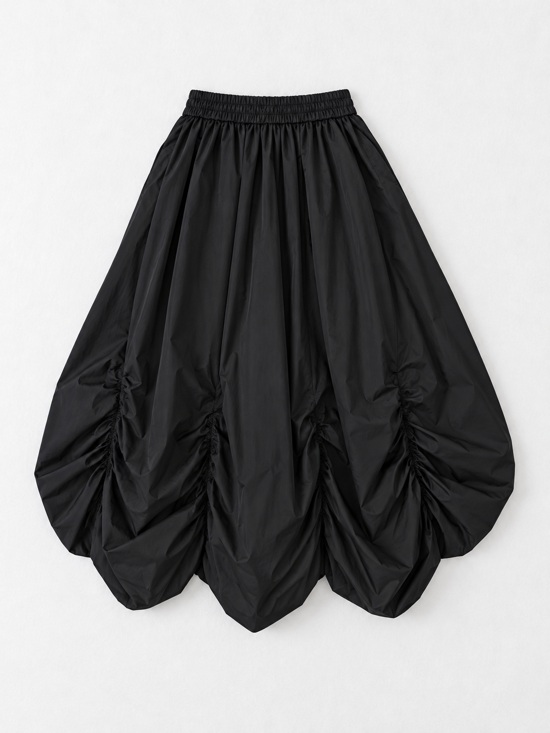Ruched Balloon Midi Skirt · flat-back