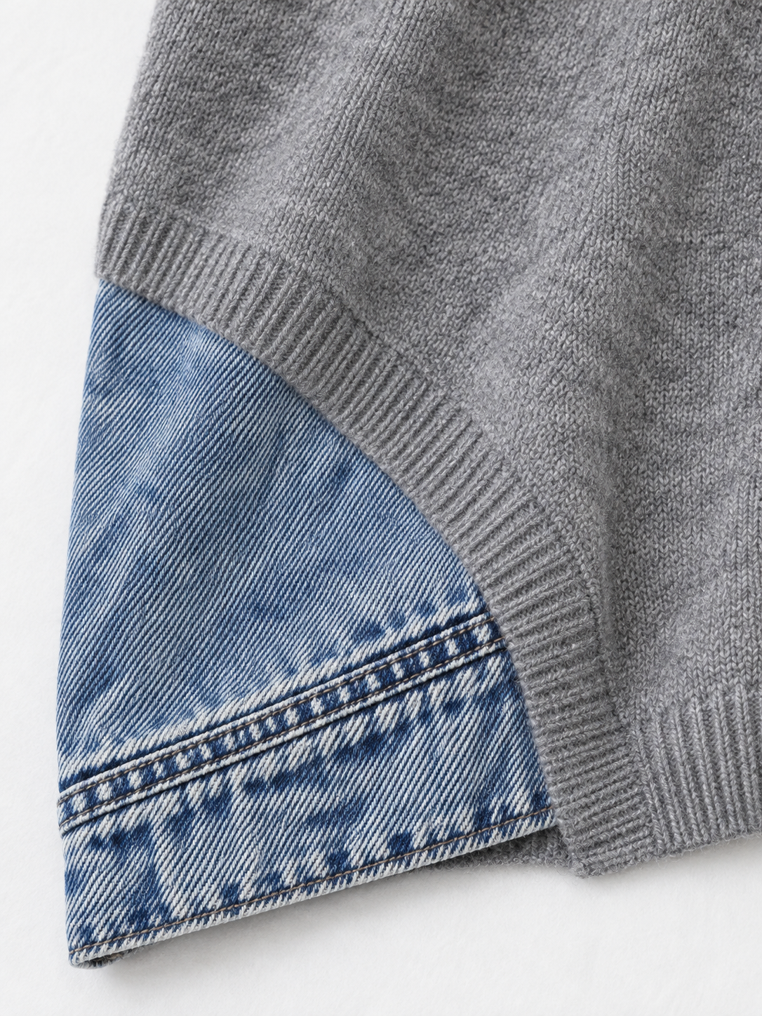 Denim-Insert Knit Sweater · detail-2